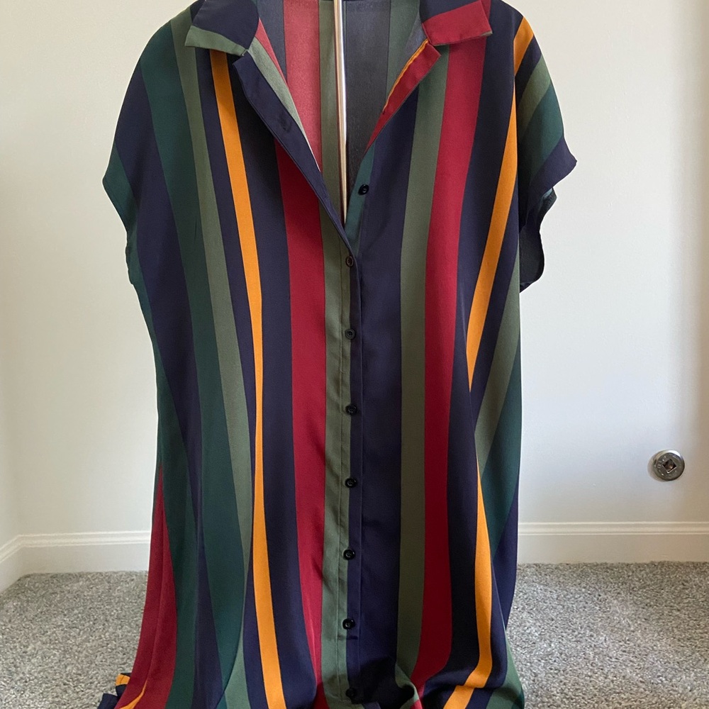 Striped Multicolor Button-Up Dress